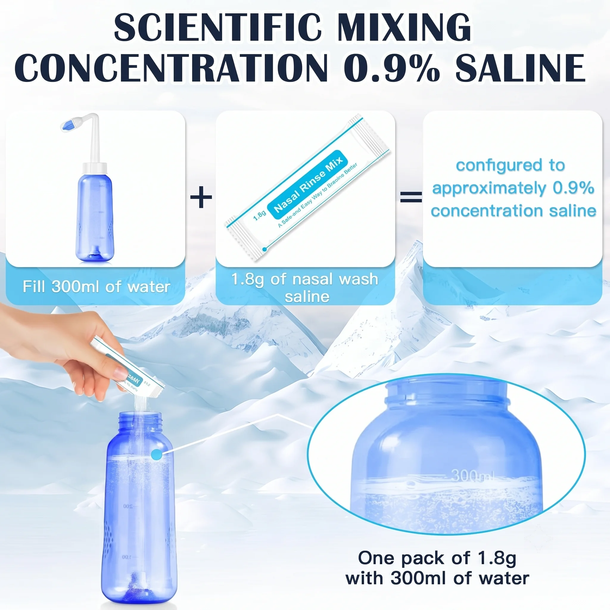Pacotes de Sal para Neti Pot - 300 Sachês de Salina Individual - Imagem 5