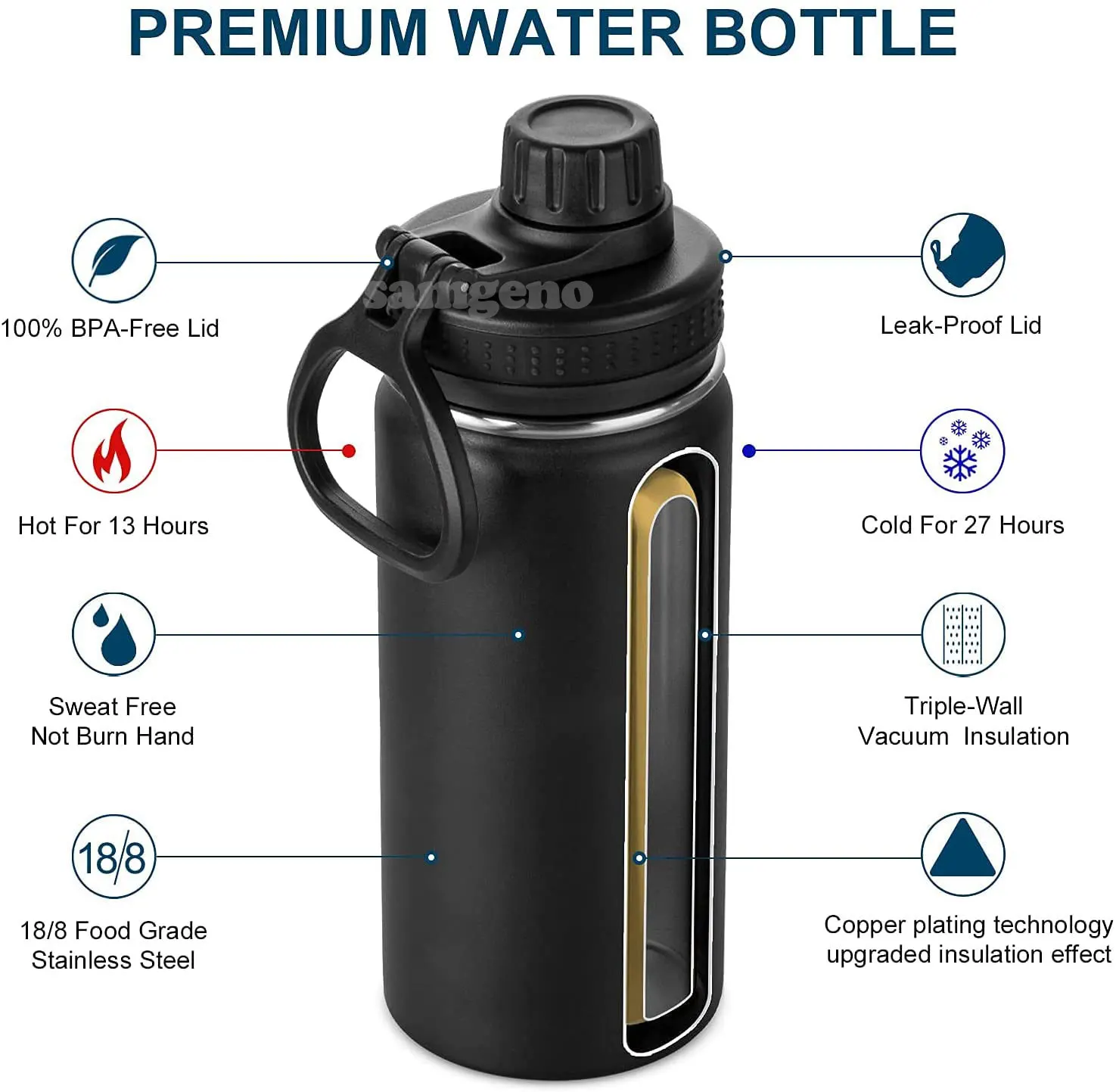 Garrafa Térmica Aço Inox Boca Larga 1000ml Cinza Claro - Imagem 3