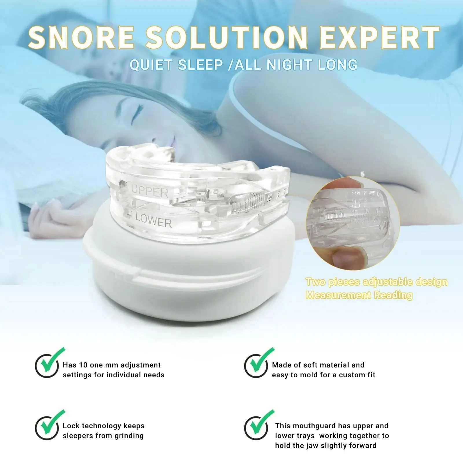 Dispositivo Anti-Ronco Transparente Ajustável para Dormir - Imagem 2