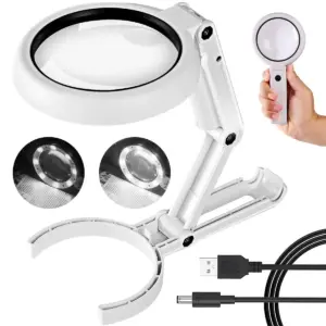lupa com lâmpada 8 leds