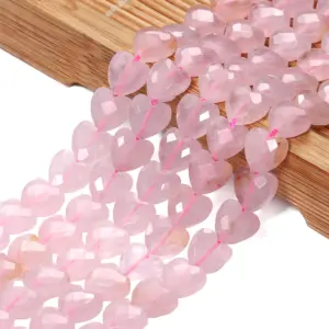 contas quartzo rosa natural coração
