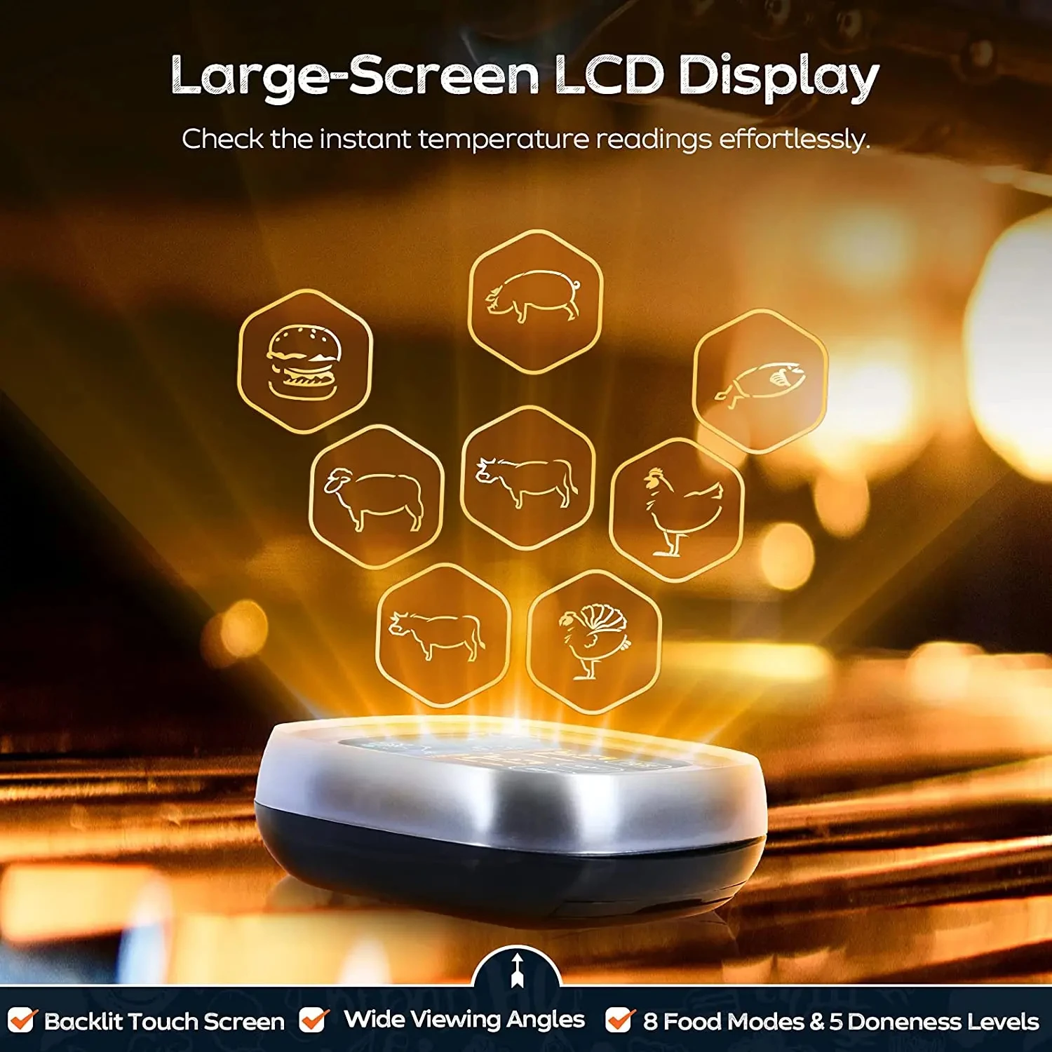 Homefish Termômetro Digital de Cozinha com Sonda de Aço Inoxidável - Imagem 3