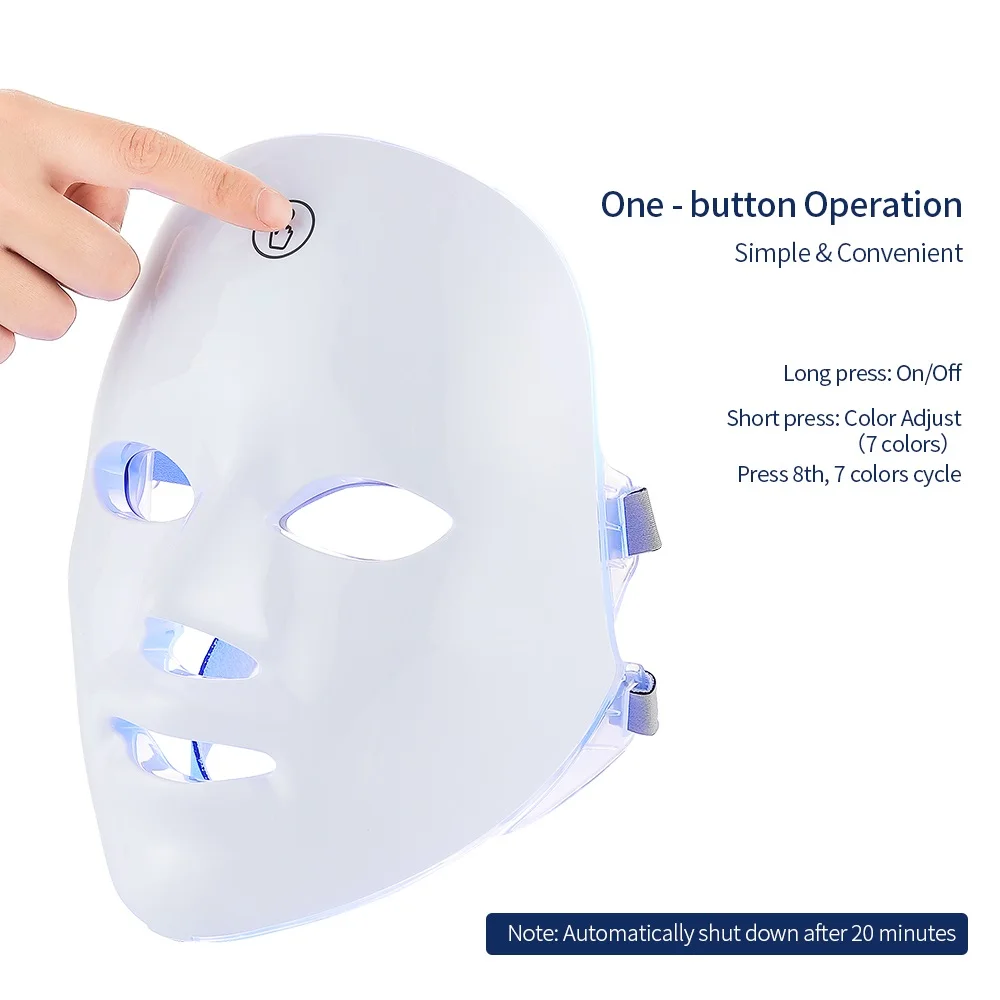 Máscara Facial Led Recarregável Fóton BRANCO - Imagem 2