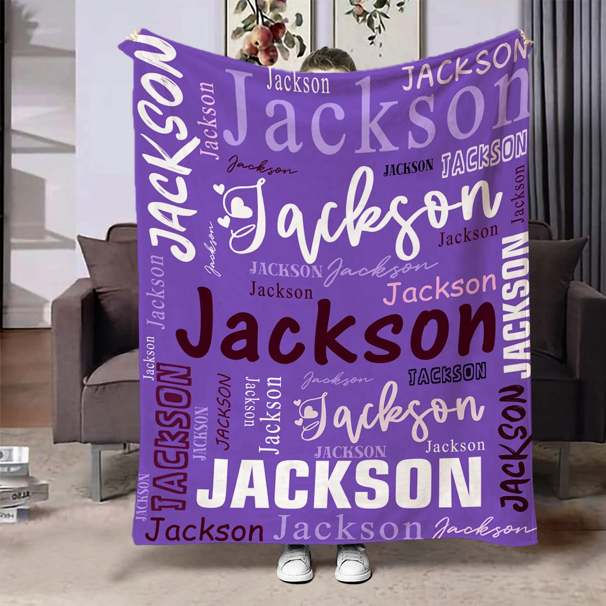 Cobertor de Flanela Personalizável com Nome para Adultos e Crianças - Imagem 2