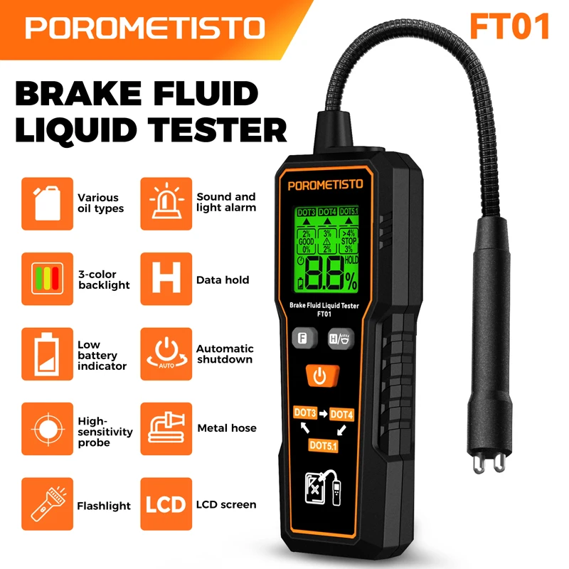 Testador Digital Fluido Freio FT01 DOT3/DOT4/DOT5.1 Sonda Flexível - Imagem 2