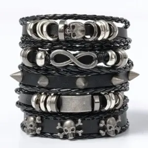 conjunto de pulseiras punk trançadas