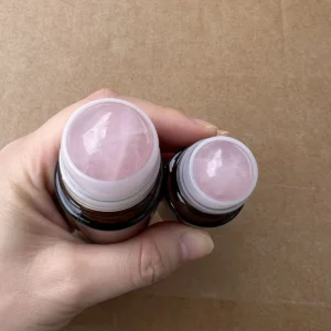 frasco roll-on de vidro 30ml quartzo rosa