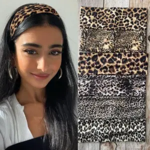 faixa de cabelo elástica leopard bandana