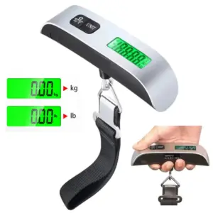 Balança Digital de Bagagem Portátil 50 kg Display LCD Verde