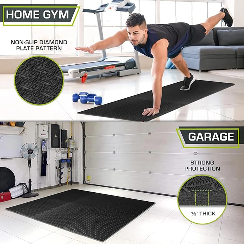 Tapete de Encaixe para Fitness 16 Peças EVA 30x30 cm Preto - Imagem 3