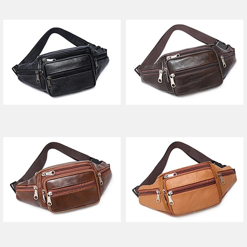 Pochete Masculina Couro PU Cinto Ajustável Bege - Imagem 6