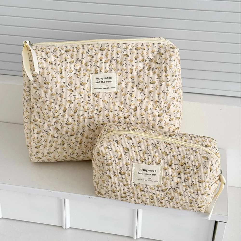 Bolsa Cosméticos Feminina Floral Algodão Vintage - Imagem 4