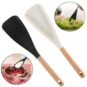 espátula de silicone com cabo de madeira