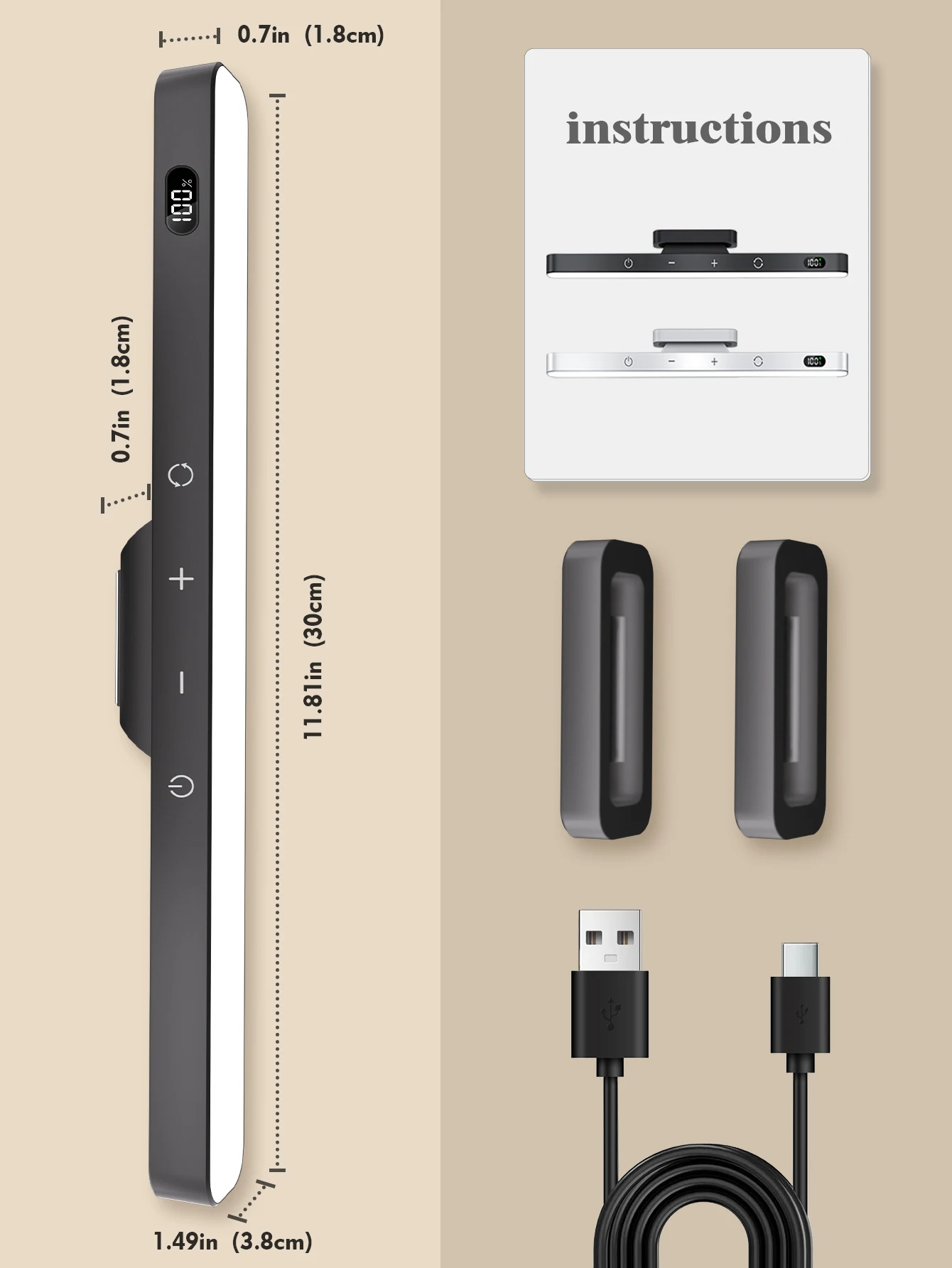 WILLED Luz de Maquiagem LED Regulável 3 Cores 2500mAh - Imagem 6