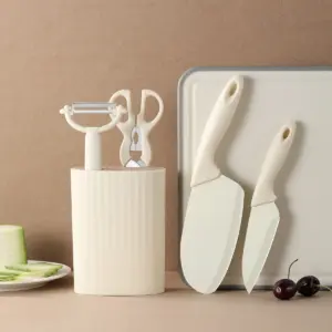 conjunto 5 peças faca tesoura cozinha