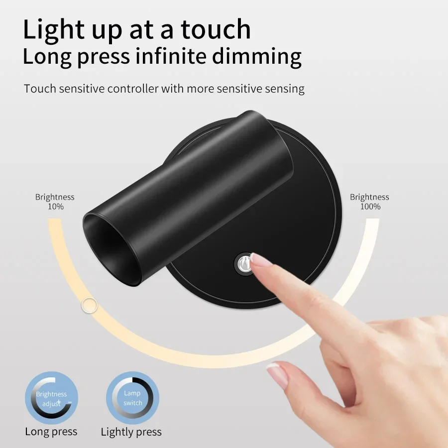 Luminária de Parede LED Recarregável Touch 360° Rotação - Imagem 2
