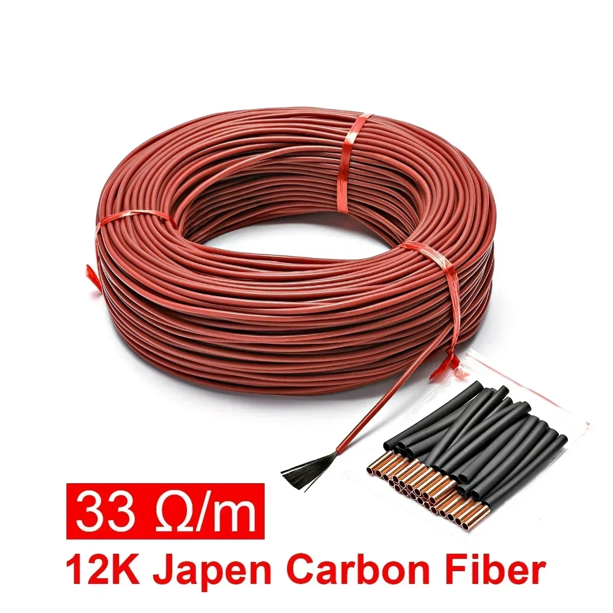 Cabo de aquecimento de fibra de carbono 12K, 100 metros, 33 ohm/m - Imagem 2