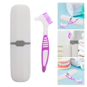 escova e estojo para higiene de dentaduras