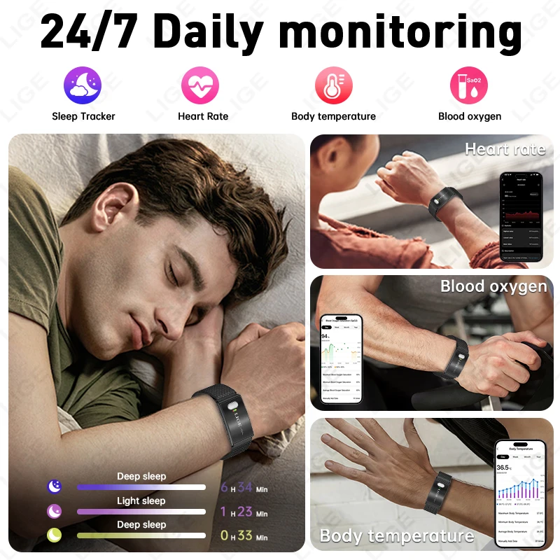 Pulseira Inteligente LIGE 2026 ECG+PPG BRANCO - Imagem 3