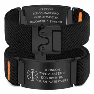 pulseira alerta médico nylon tag gravada
