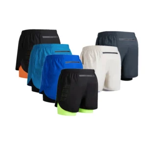 calções de corrida masculinos 2-em-1