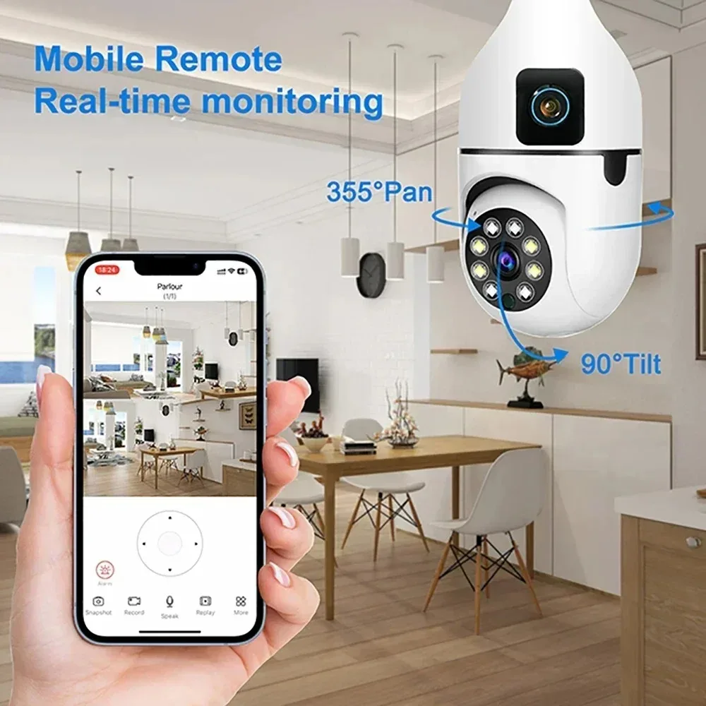 Câmera de Segurança Lâmpada IP Dupla Lente 8MP Wi-Fi V380 Pro - Imagem 4