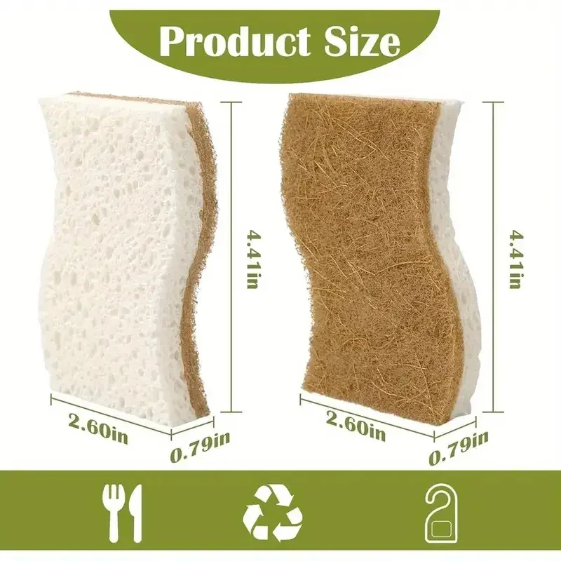 Esponja Natural de Cozinha Celulose e Coco 6 ou 12 Peças - Imagem 5