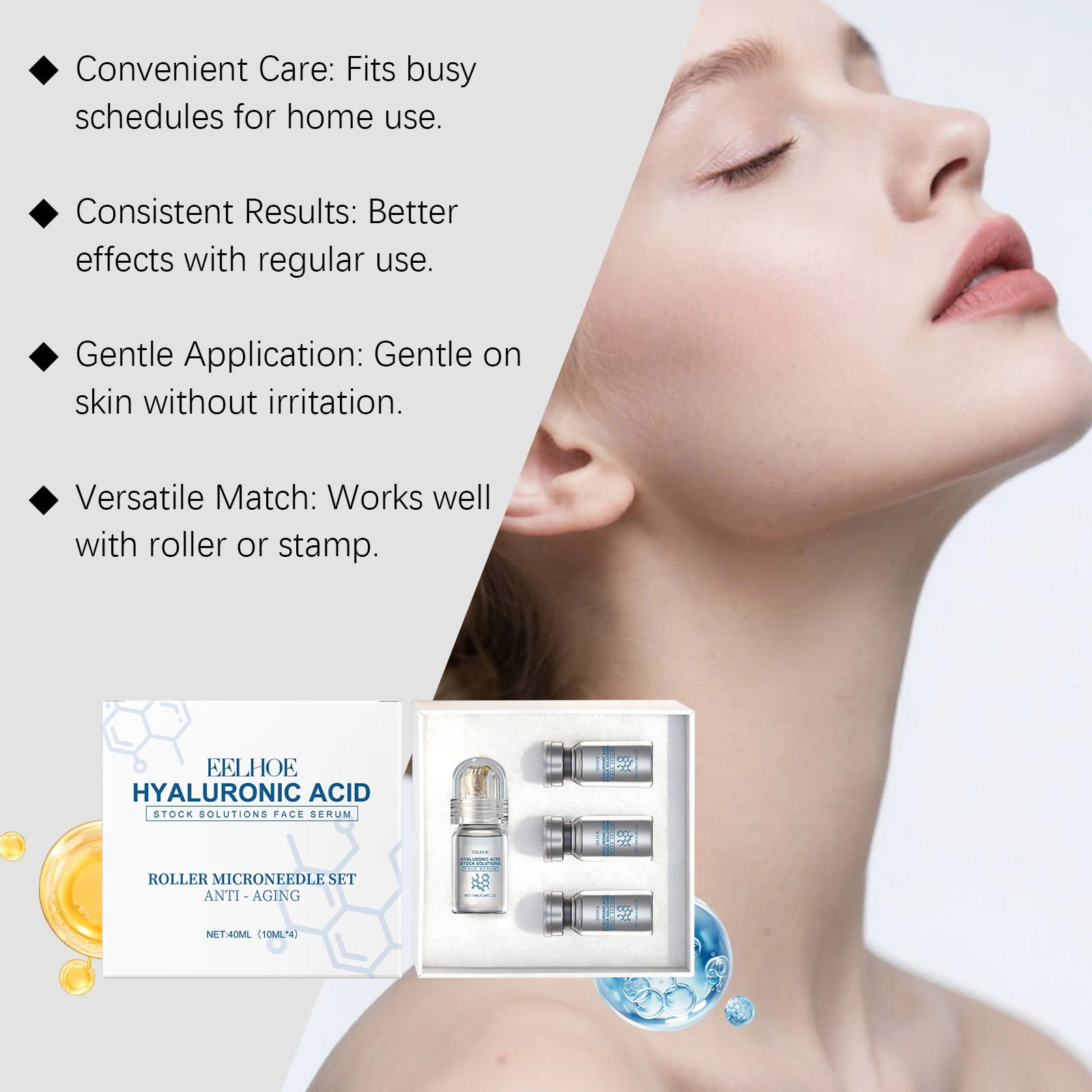Sérum Facial Ácido Hialurônico 30ml com Aplicador Roll-On - Imagem 3