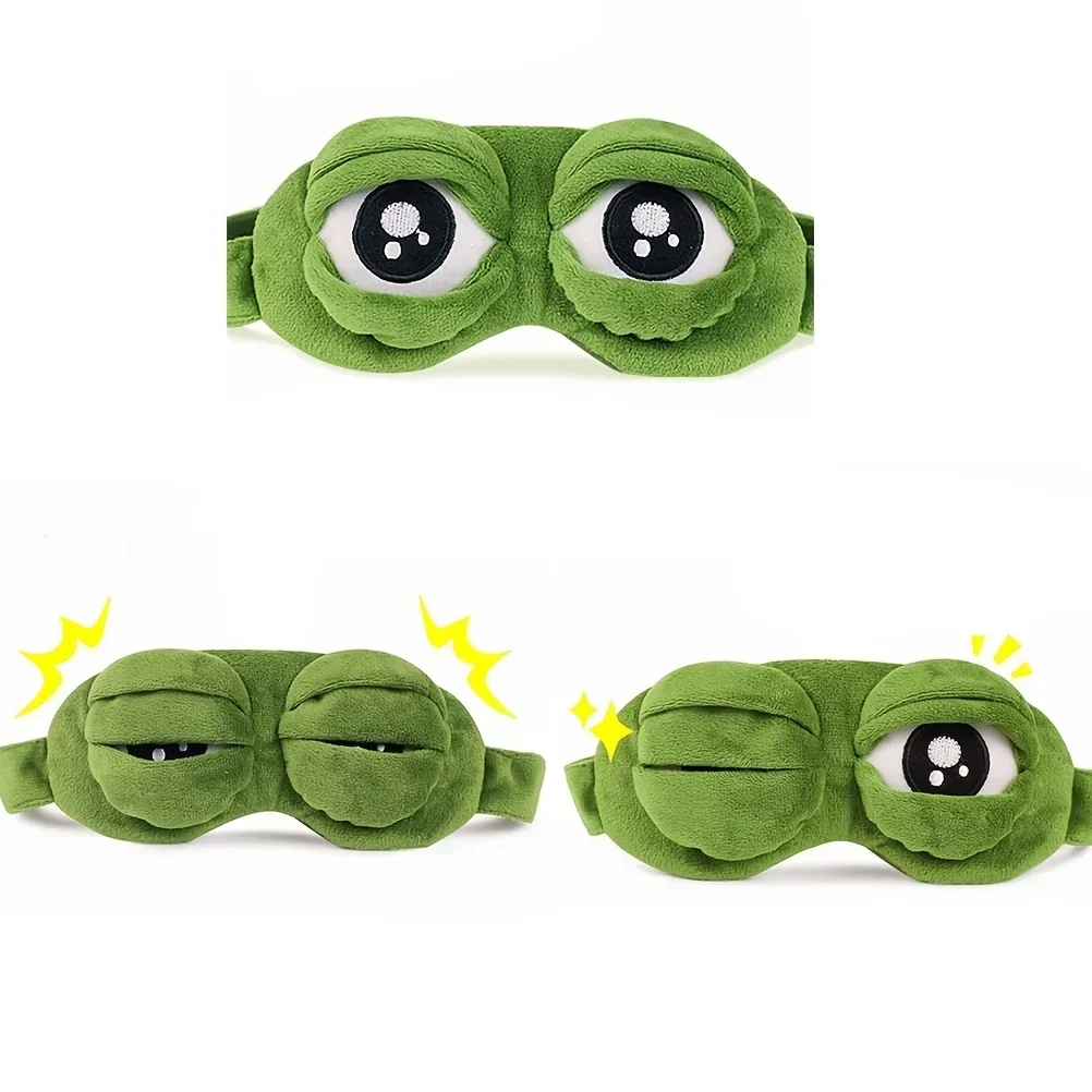 Máscara de Dormir 3D Sapo Verde Algodão Pelúcia - Imagem 3