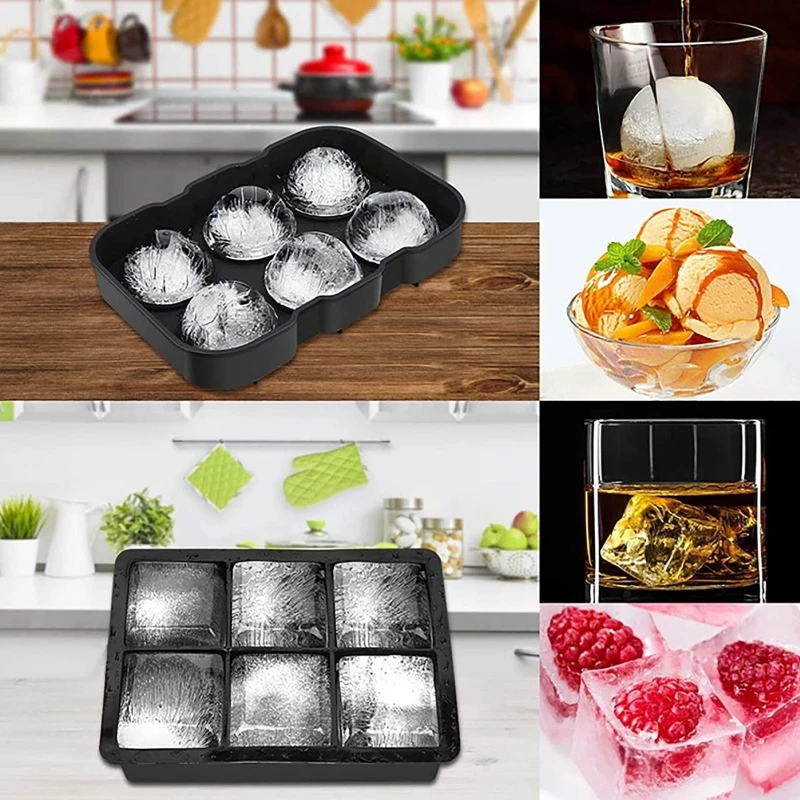 Molde de Gelo Esférico de Silicone para Coquetel Preto - Imagem 4