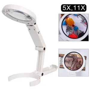 lupa de mesa dobrável 8 leds