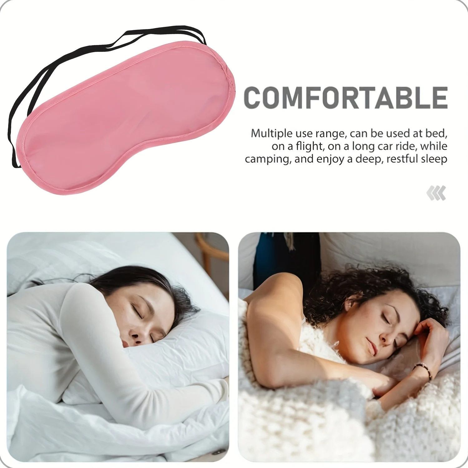 Máscara de Seda Rosa para Dormir com Tiras Ajustáveis - Imagem 3