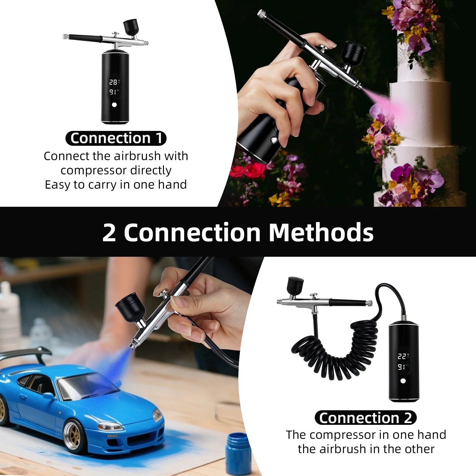 Aerógrafo Portátil Mini Kit Compressor de Ar para Artes - Imagem 2