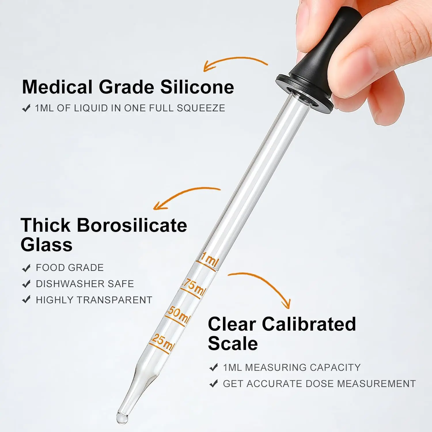 Conta-gotas de vidro 1ml com marcação, 4 unidades - Imagem 4