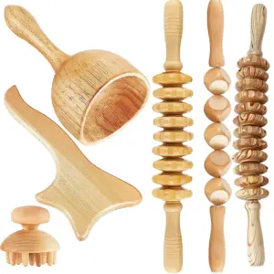 kit ferramentas massagem corporal madeira