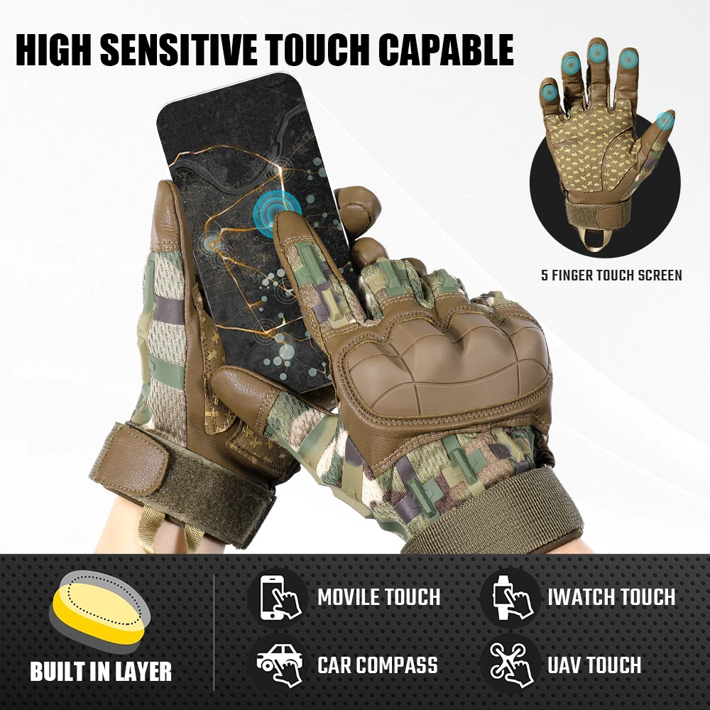 Luvas de Ciclismo Táticas Couro PU Touchscreen - Imagem 5