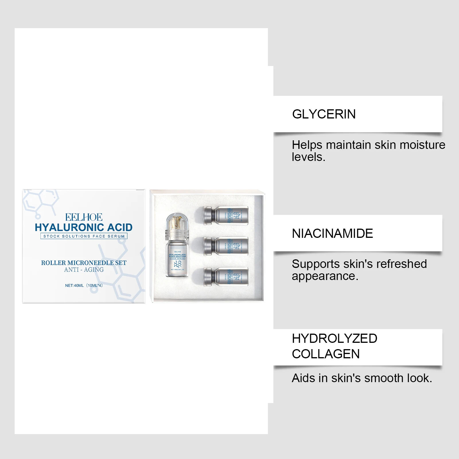 Sérum Facial Ácido Hialurônico 30ml com Aplicador Roll-On - Imagem 4