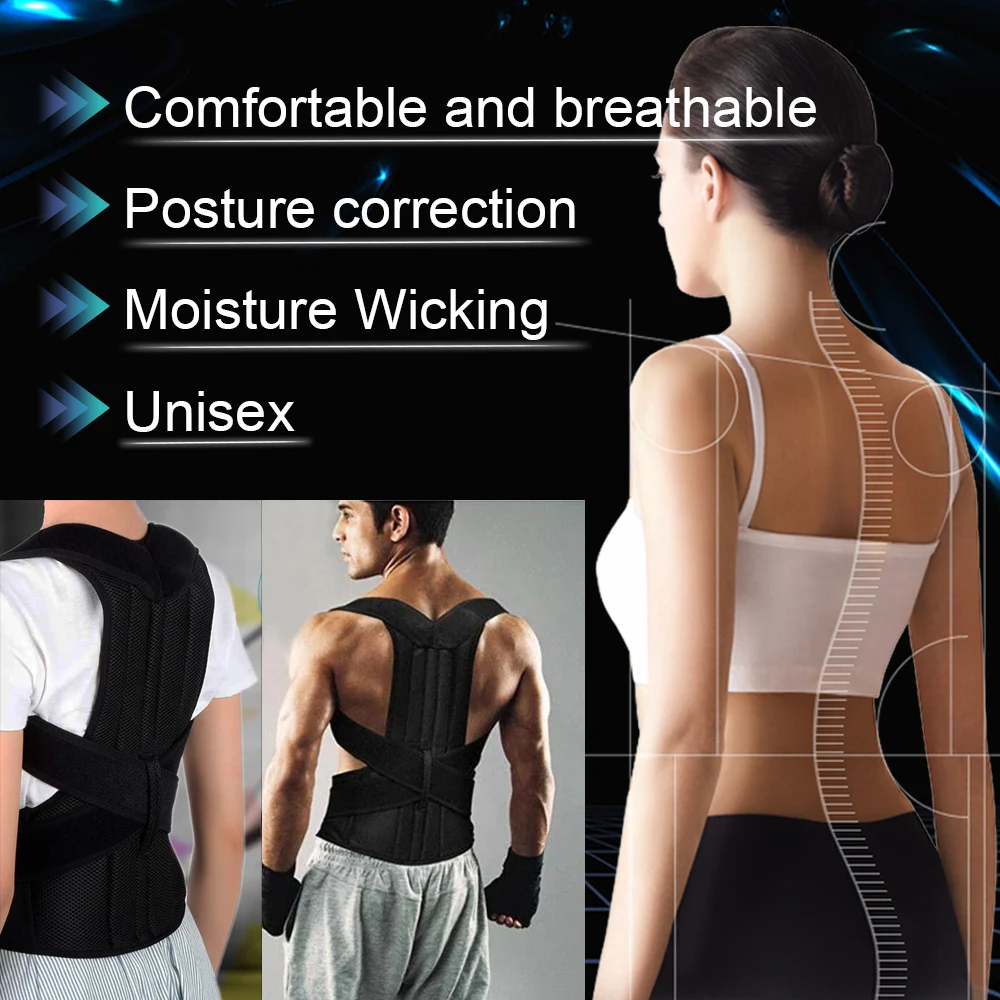 Corretor Postural Traseiro Suporte Ombro Preto - Imagem 2
