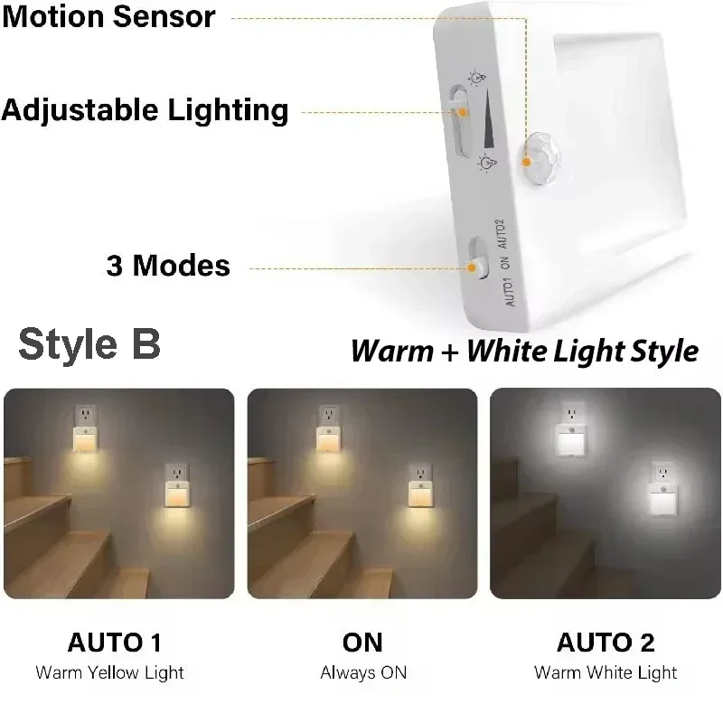 Sensor de movimento LED plugue UE/EUA/AU/Reino Unido - Imagem 5