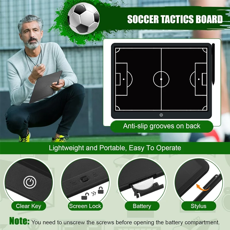 Quadro Tático Futebol Portátil LCD 8,5/16 polegadas Branco - Imagem 3