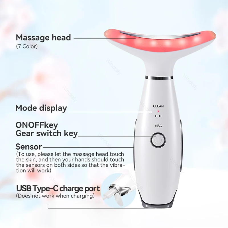 Dispositivo de Beleza Facial Pescoço Microcorrente EMS Azul Escuro - Imagem 6