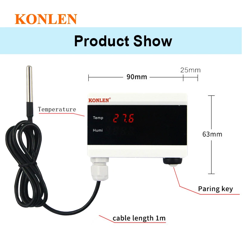 KONLEN Sensor de Temperatura Wi-Fi Tuya Display Digital - Imagem 6
