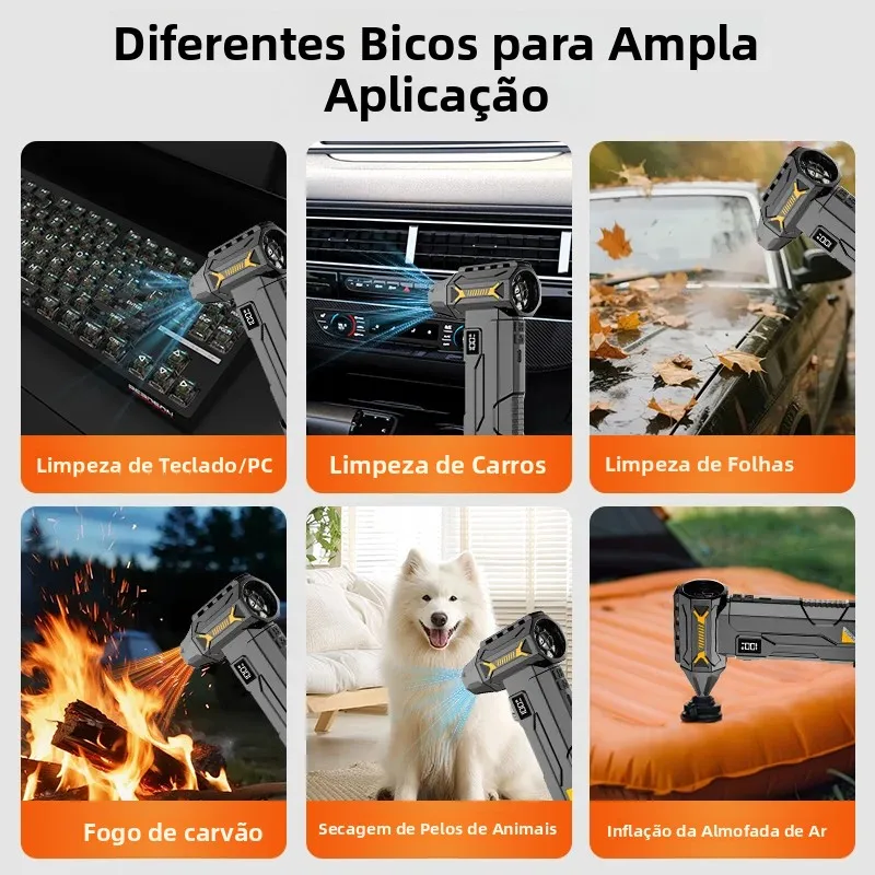 Soprador Turbo Portátil 580.000 RPM Preto/Cinza - Imagem 6