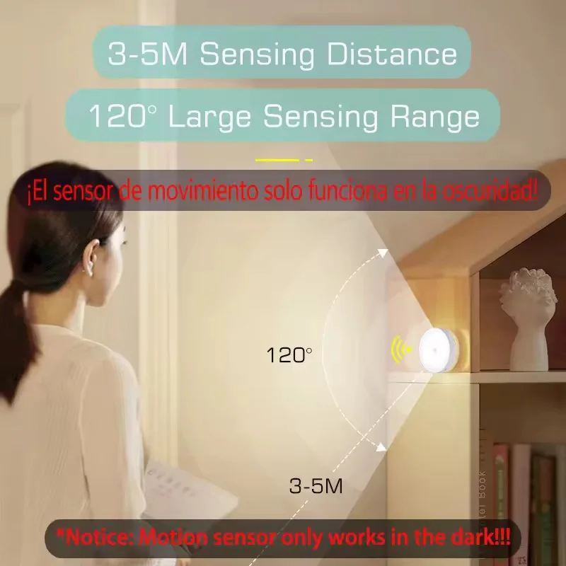 Luz Noturna LED com Sensor de Movimento USB Recarregável - Imagem 4