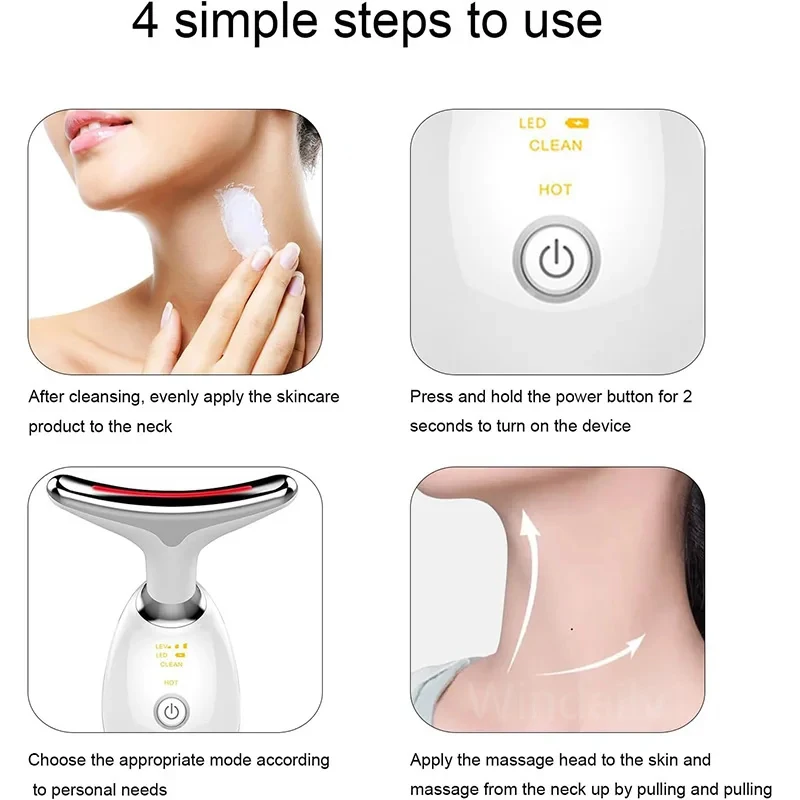Dispositivo de Beleza Pescoço 7 Cores Massageador Facial Slim - Imagem 4