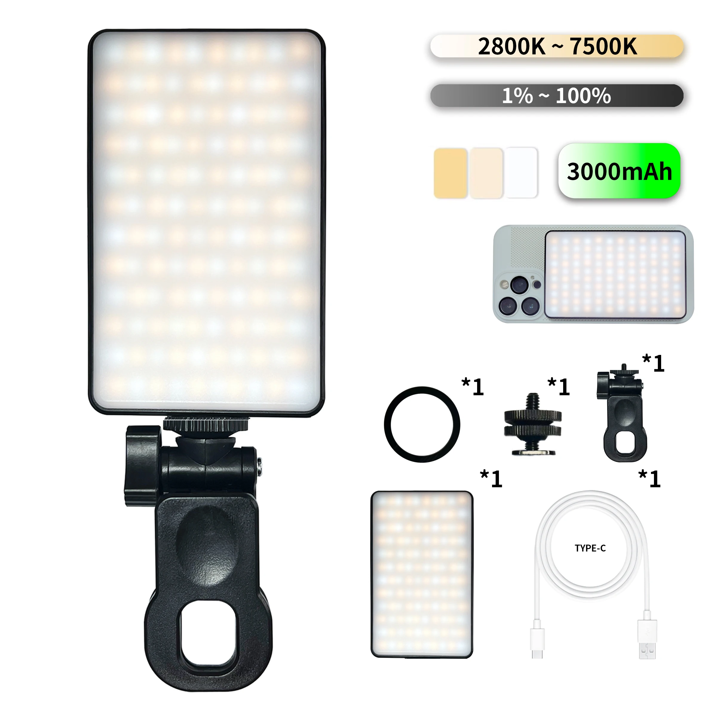 Luz LED Magnética para Selfie Recarregável 120 LEDs 3 Modos - Imagem 5