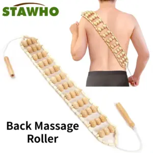 massageador de costas de madeira com rolo