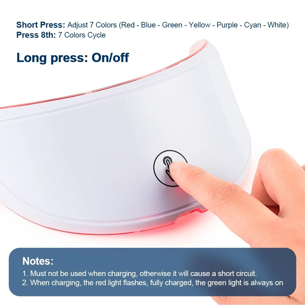 Máscara Facial Led Recarregável Fóton BRANCO - Imagem 5