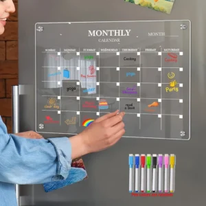 calendário magnético acrílico apagável geladeira