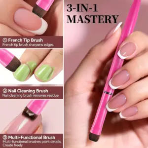 escova de unhas francesa 3 em 1